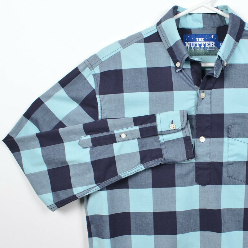 The Nutter Chubbies Men's Medium Blue Green Check Popover Button-Down Shirt