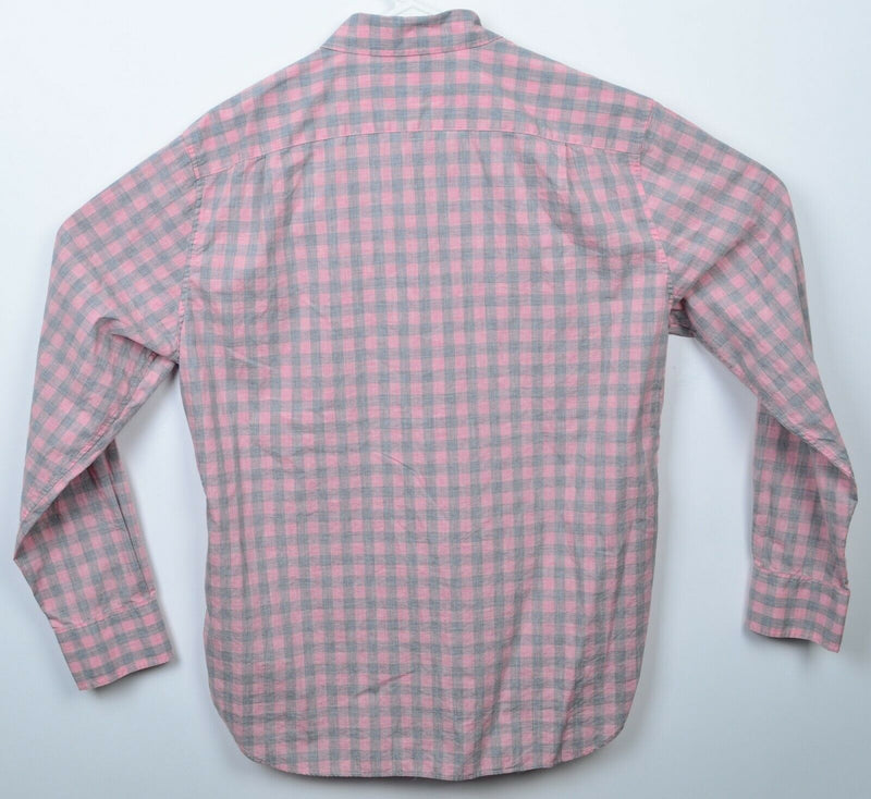 Bonobos Men's Medium Short Slim Fit Pink Gray Check Plaid Button-Down Shirt