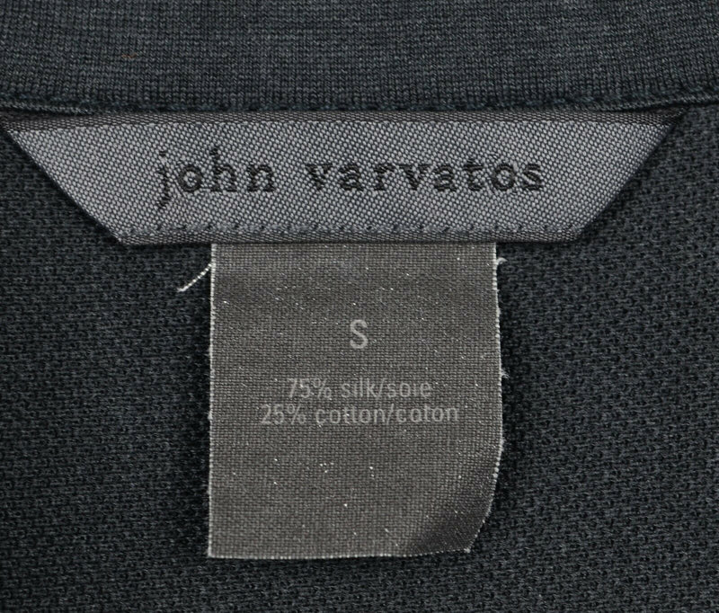 John Varvatos Men's Small Silk Cotton Blend Dark Gray Button-Front Pocket Shirt