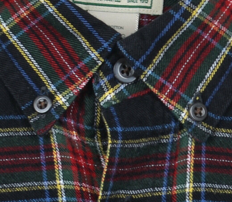 LL Bean Men's XL Regular Fit Red Black Scotch Plaid Button-Down Flannel Shirt