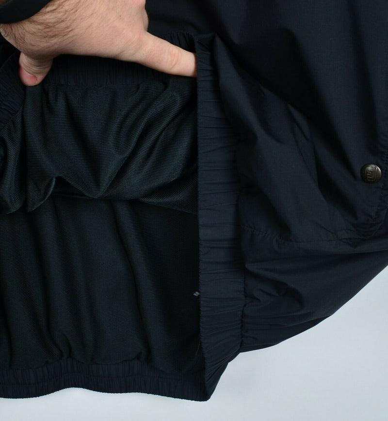 FootJoy DryJoys Men's XL Solid Black Half-Zip Windshirt Golf Windbreaker Jacket