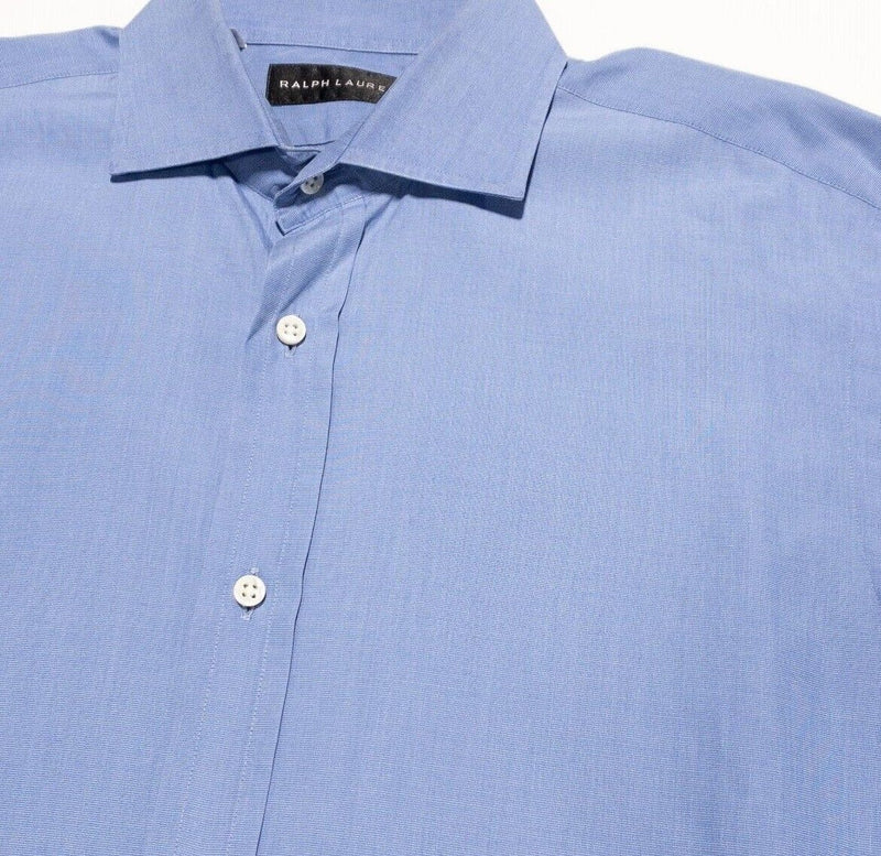 Ralph Lauren Black Label French Cuff 15.5 Men's Shirt Solid Blue Designer Italy