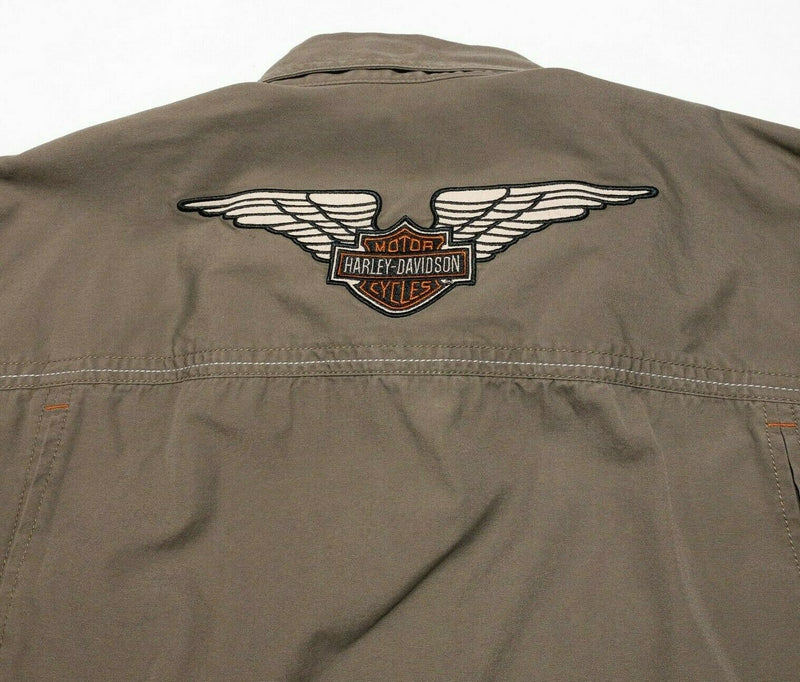 Harley-Davidson Men's 3XL Garage Shirt Mechanic Biker Brown Winged Logo