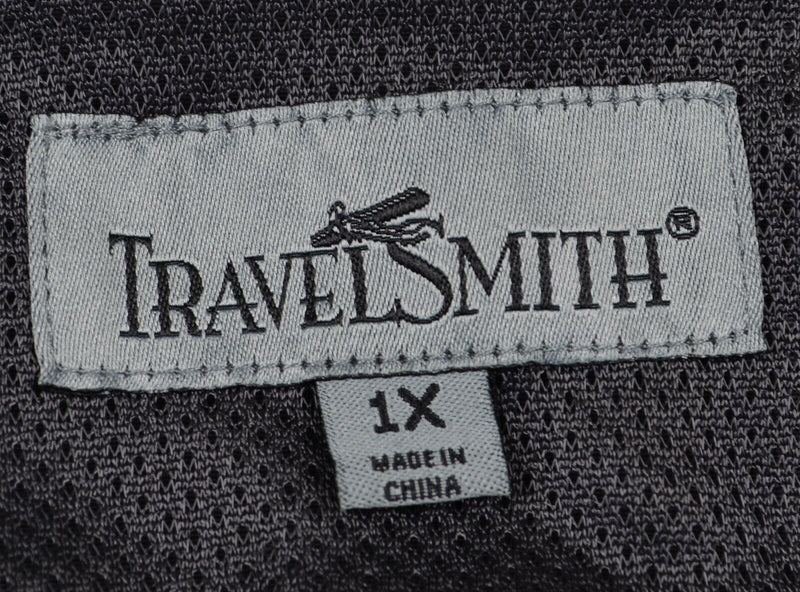 TravelSmith Women's 1X Safari Multi-Pocket Travel Photo Gray Full Zip Snap Vest