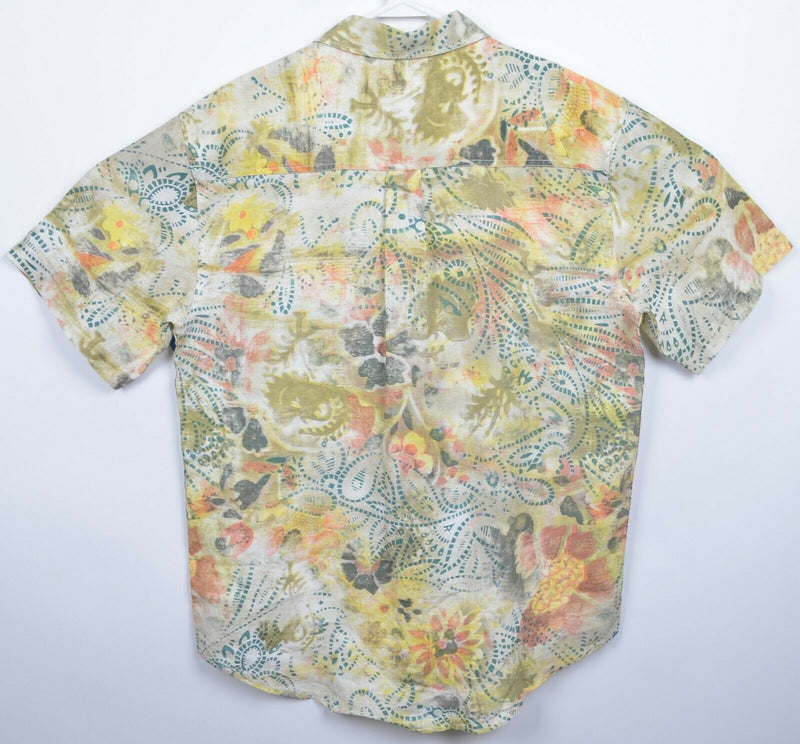 The Territory Ahead Men's Medium 100% Linen Floral Geometric Multi-Color Shirt