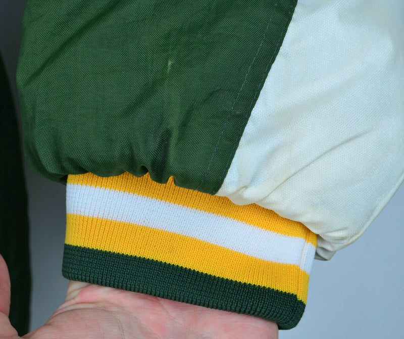 Vintage 90s Green Bay Packers Men's Medium Pro Player Quilt Lined Puffy Jacket