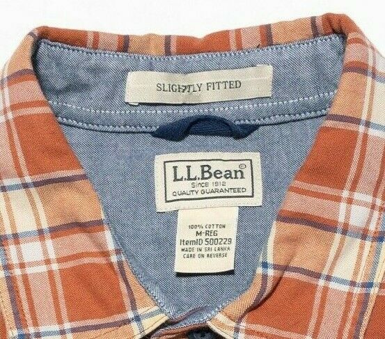 L.L. Bean Men's Wrinkle-Free Kennebunk Sport Shirt Orange Check Men's Medium