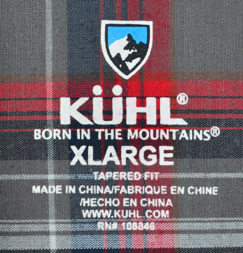 Kuhl Men's Sz XL Taper Fit Nylon Poly Blend Red Gray Plaid Hiking Casual Shirt