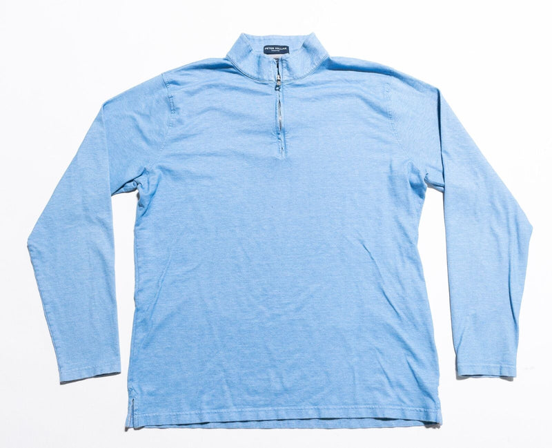 Peter Millar Collection Sweater Men's Large Pullover 1/4 Zip Blue Cotton Silk