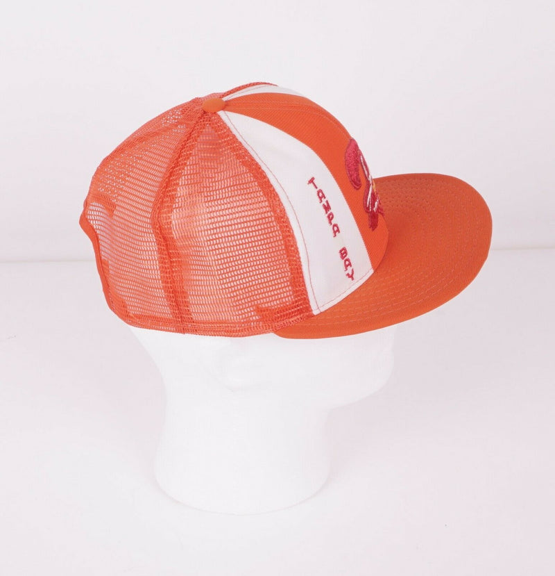 Vtg Tampa Bay Buccaneers Men's Large Orange AJD Lucky Stripe Snapback Mesh Hat