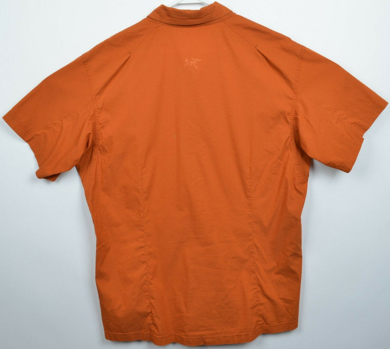 Arc'teryx Men's XL Trim Fit Solid Orange Cotton Nylon Hiking Button-Front Shirt