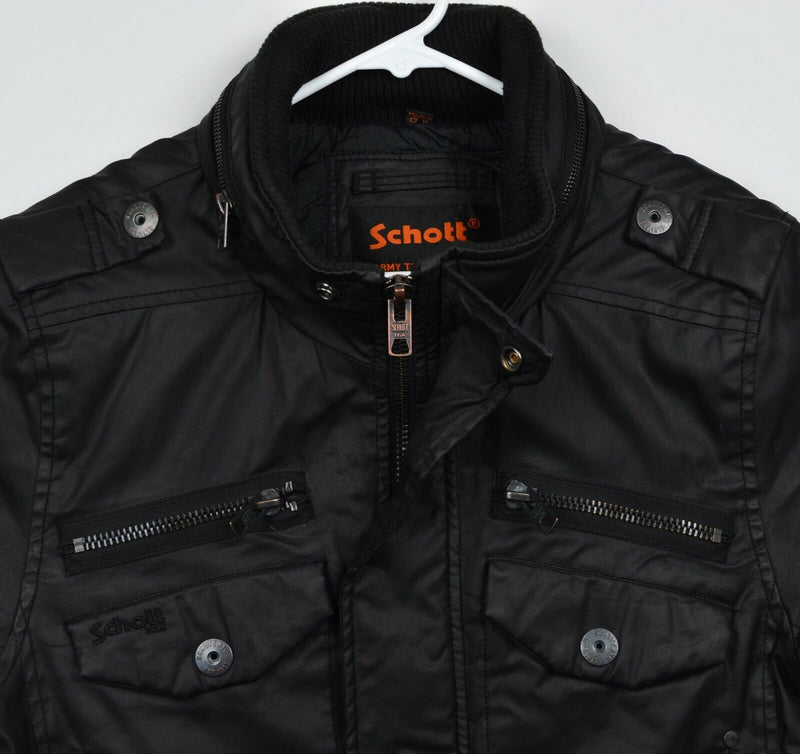 Schott NYC Men's Sz Small Black Wax Army Type Garment Hooded MA-7 M85 Jacket