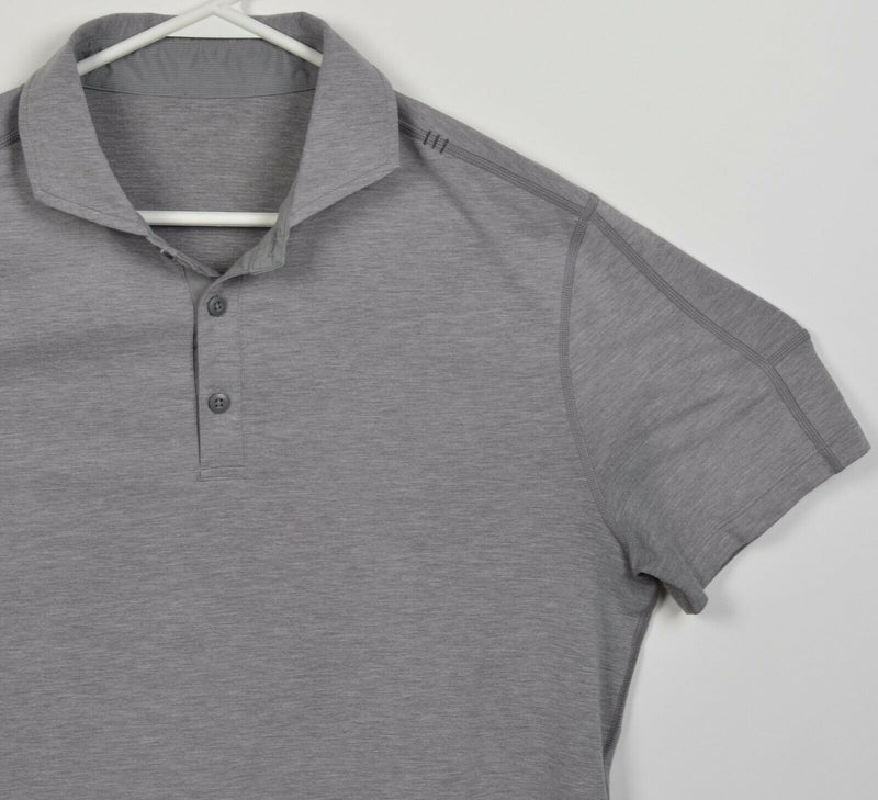 Lululemon Men's Large? Heather Gray Athleisure Spread Collar Wicking Polo Shirt