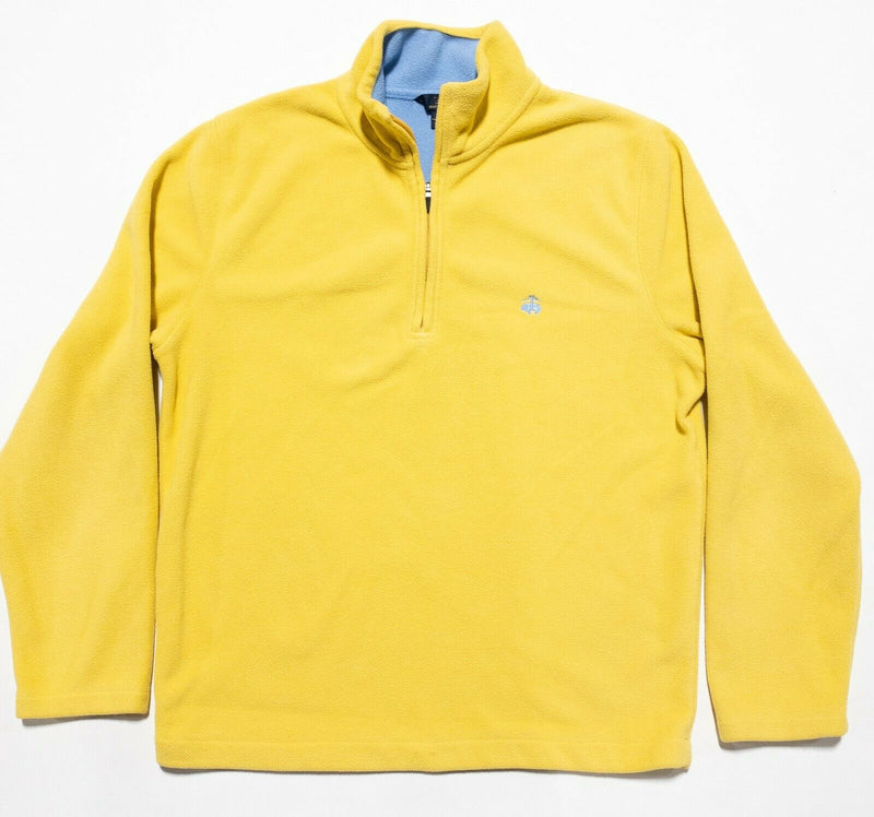 Brooks Brothers Men's Medium Solid Yellow Sheep Logo Fleece Pullover Jacket