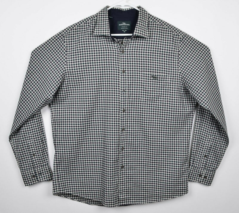 Rodd & Gunn Men's Sz XL Green Black Micro-Check Plaid Logo Long Sleeve Shirt