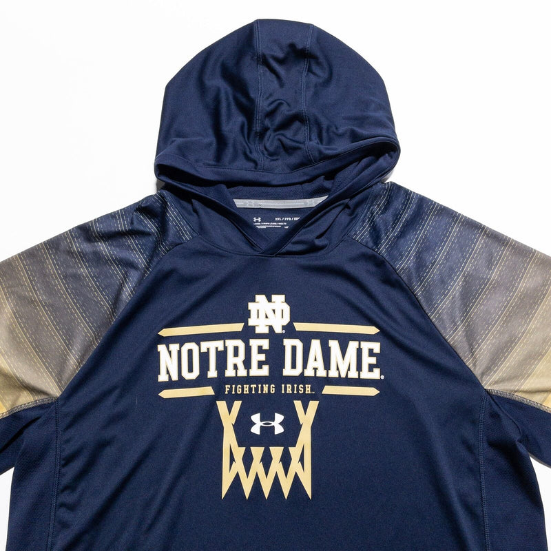 Notre Dame Basketball Hoodie Men's 2XL Under armour Warm-Up Short Sleeve Irish