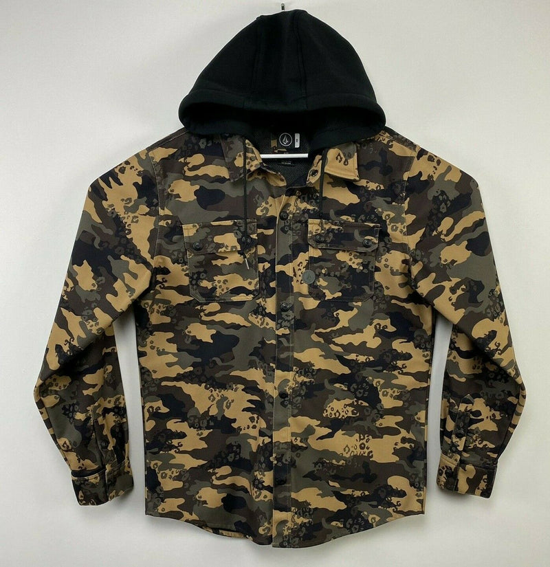 Volcom Men's XL Chainsaw Flannel Snap-Front Riding Hoodie Sweatshirt Jacket