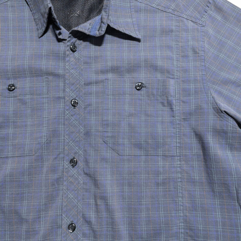 Arc'teryx Shirt Mens Large Button-Up Blue/Gray Plaid Short Sleeve Outdoor Casual