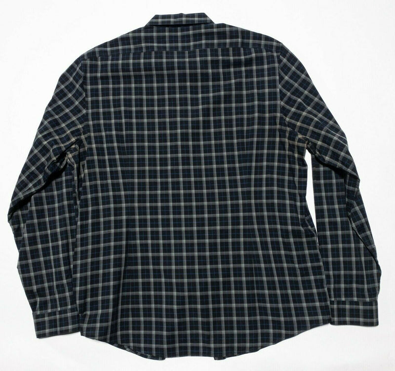 John Varvatos Men's 2XL Luxe Shirt Black Gray Plaid Lightweight Designer