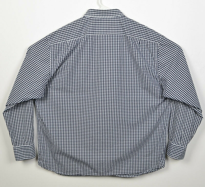 UNTUCKit Men's 3XL Navy Blue White Gingham Check Long Sleeve Button-Down Shirt