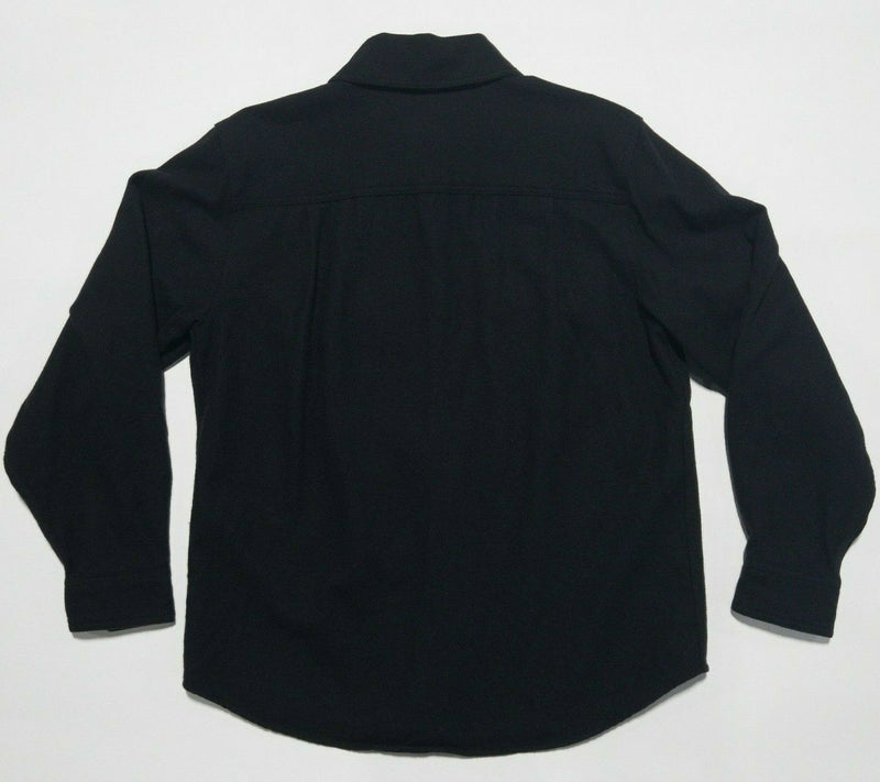 Woolrich Men Medium Bering 100% Wool Solid Black Button-Front CPO Flannel Shirt