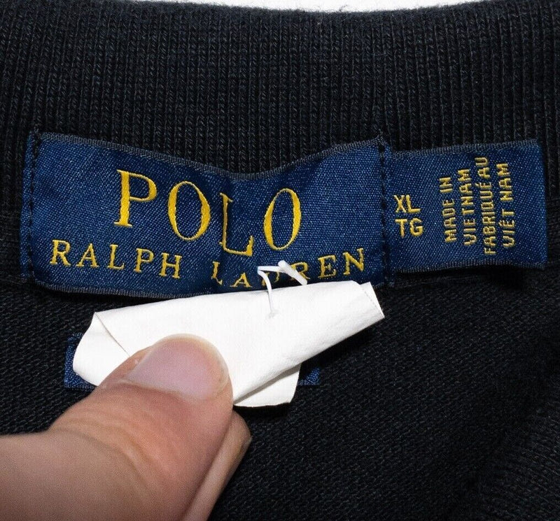 Polo Ralph Lauren Big Pony XL Slim Fit Men's Shirt Solid Black Short Sleeve