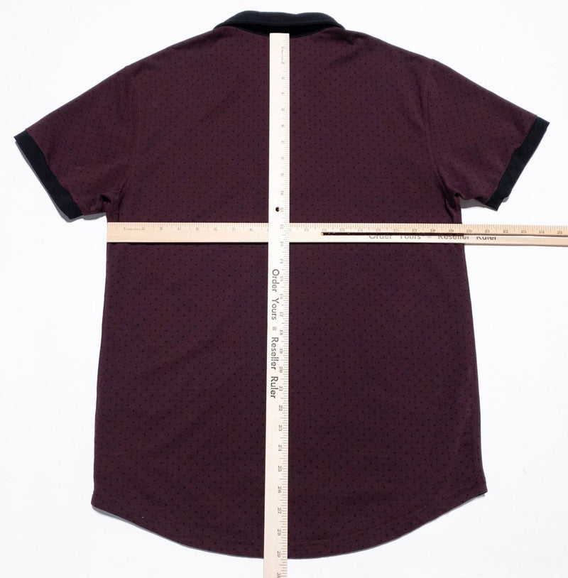 BYLT Drop Cut S/S Polo Shirt Men's Medium Polka Dot Burgundy Red Black