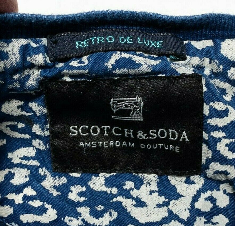 Scotch & Soda Henley Shirt Indigo Blue Retro Deluxe 3/4 Sleeve Men's Medium