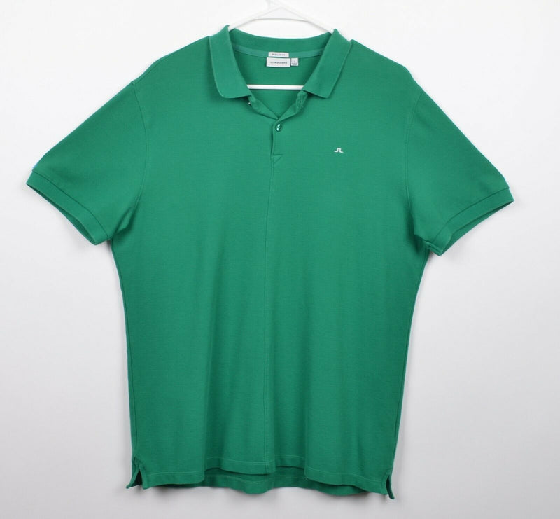 J. Lindeberg Men's Sz Large Regular Fit Green Rubi Reg JL Pique Golf Polo Shirt