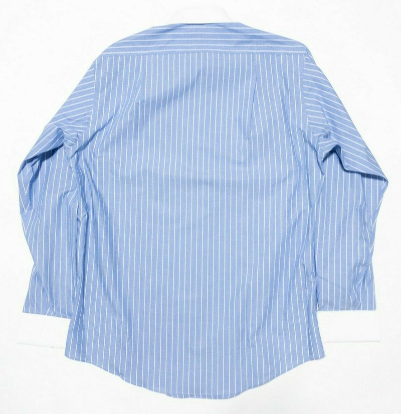 Brooks Brothers French Cuff Dress Shirt Blue Striped Contrast Collar Men's 15.5