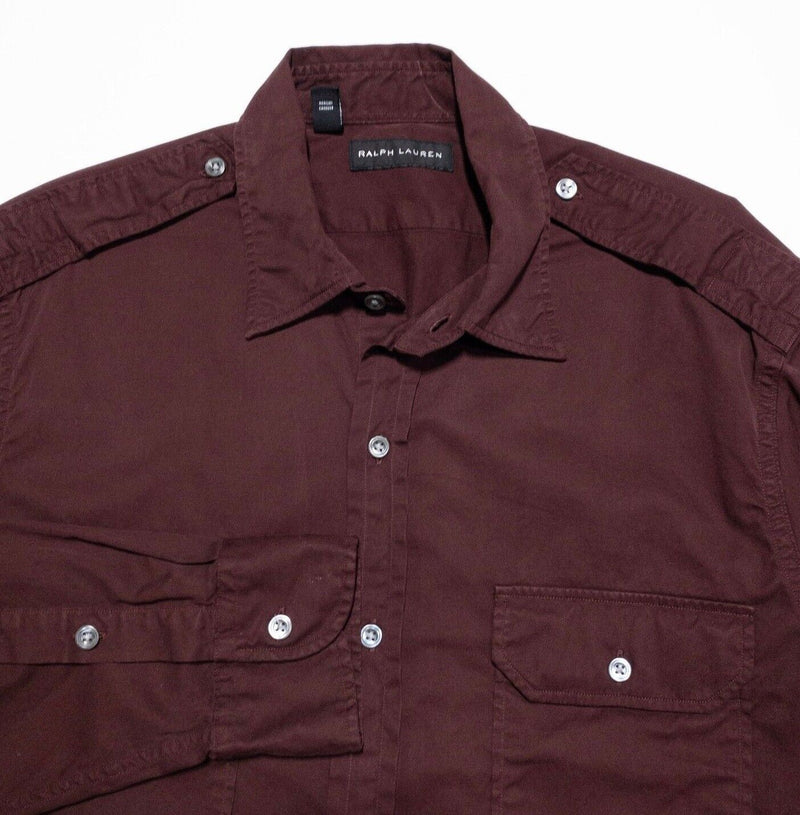 Ralph Lauren Black Label Shirt Men's Medium Safari Maroon Purple Long Sleeve