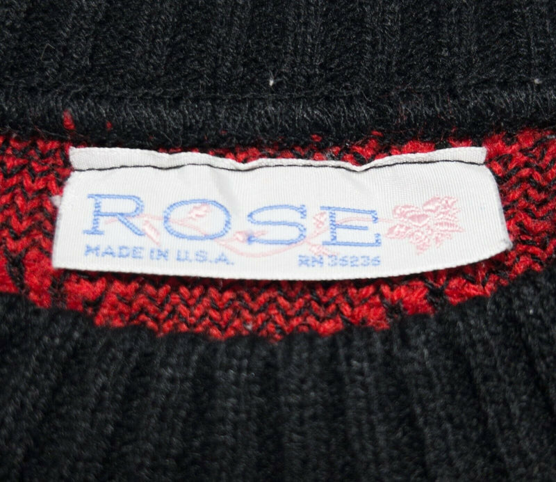 Rose Women's Medium? Rose Geometric Red Blue Cute Kawaii Vintage 80s Sweater