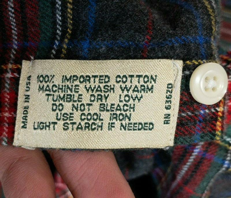 Gitman Bros. Flannel Shirt Vintage USA Tartan Plaid Brushed Flannel Men's Medium