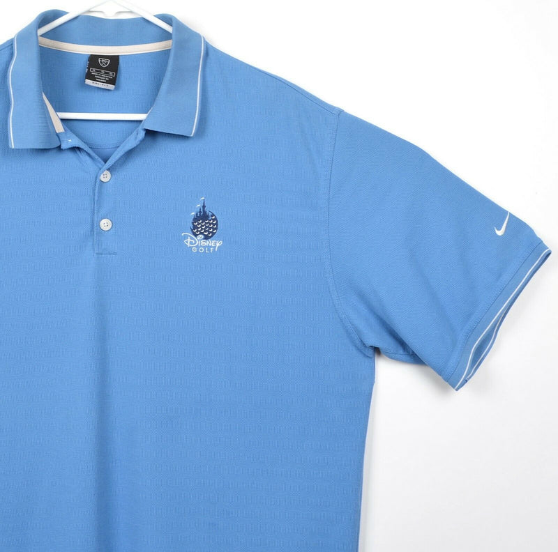 Nike Disney Golf Men's Sz XL Solid Blue Cotton Polyester Dri-Fit Golf Polo Shirt