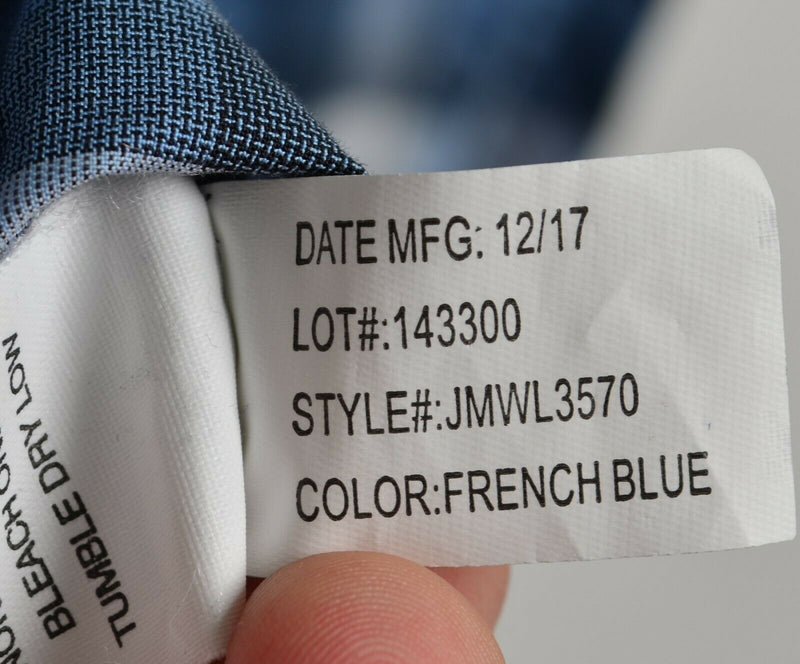 Johnnie-O Men's Sz Medium Blue Gray Plaid Check Preppy Button-Down Shirt