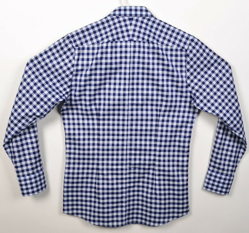 Thomas Pink Men's 15.5/39 Super Slim Fit Blue Gingham Check Button-Front Shirt