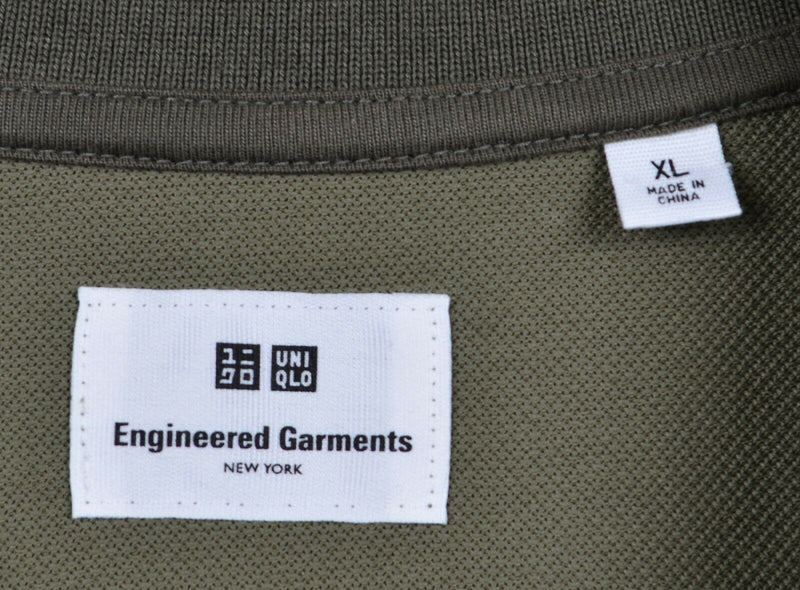 Uniqlo x Engineered Garments Men's XL Olive Green Color Block Polo Shirt