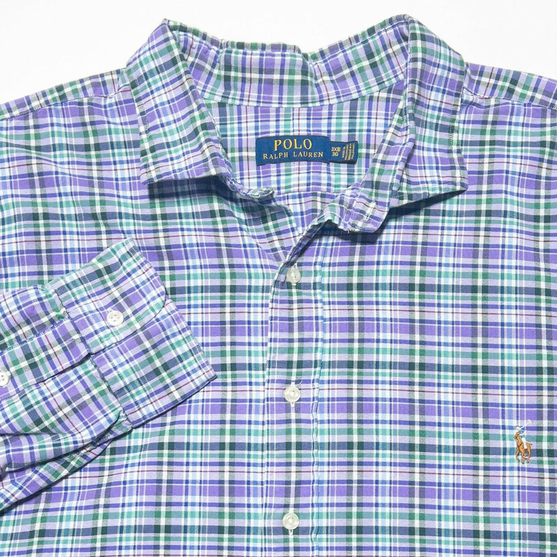 Polo Ralph Lauren Men's 3XB (3XL Big) Purple Plaid Button-Front Oxford Shirt