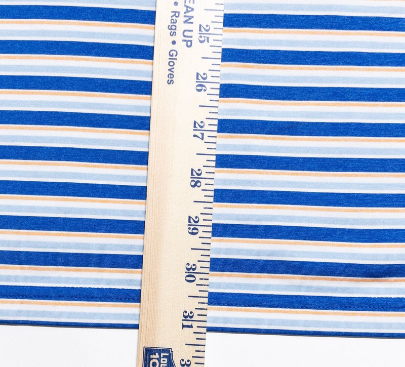 Peter Millar Summer Comfort Polo Large Men's Shirt Blue Striped Wicking Golf