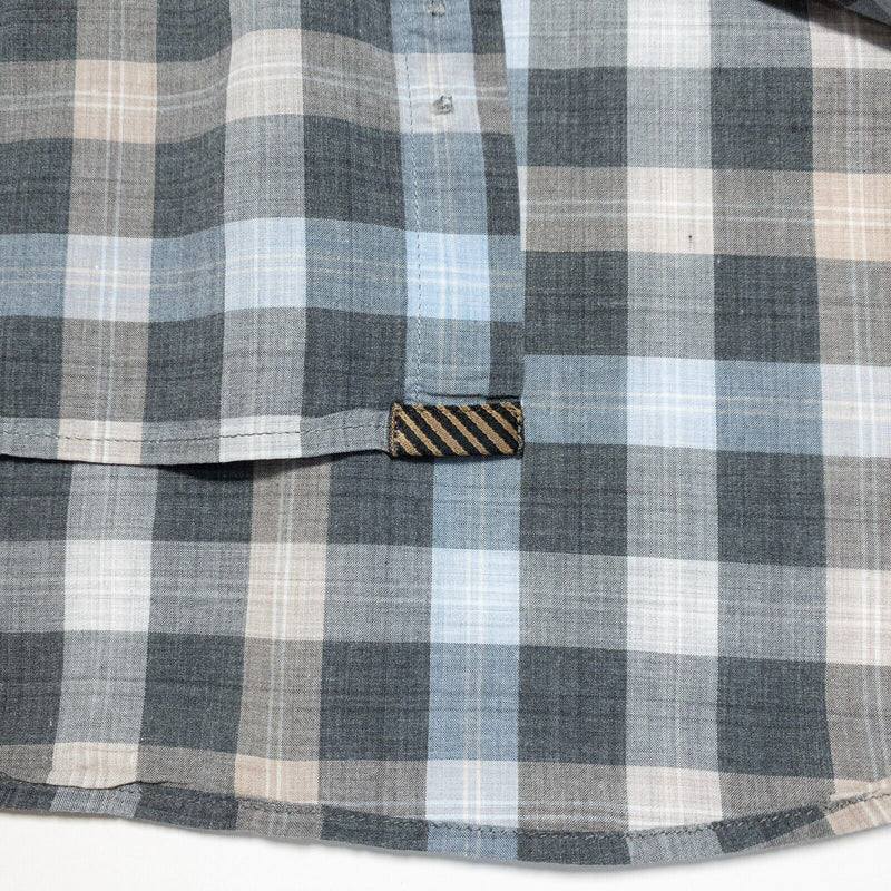 Billy Reid Shirt Men's Medium Standard Italy Long Sleeve Blue Check Button-Front