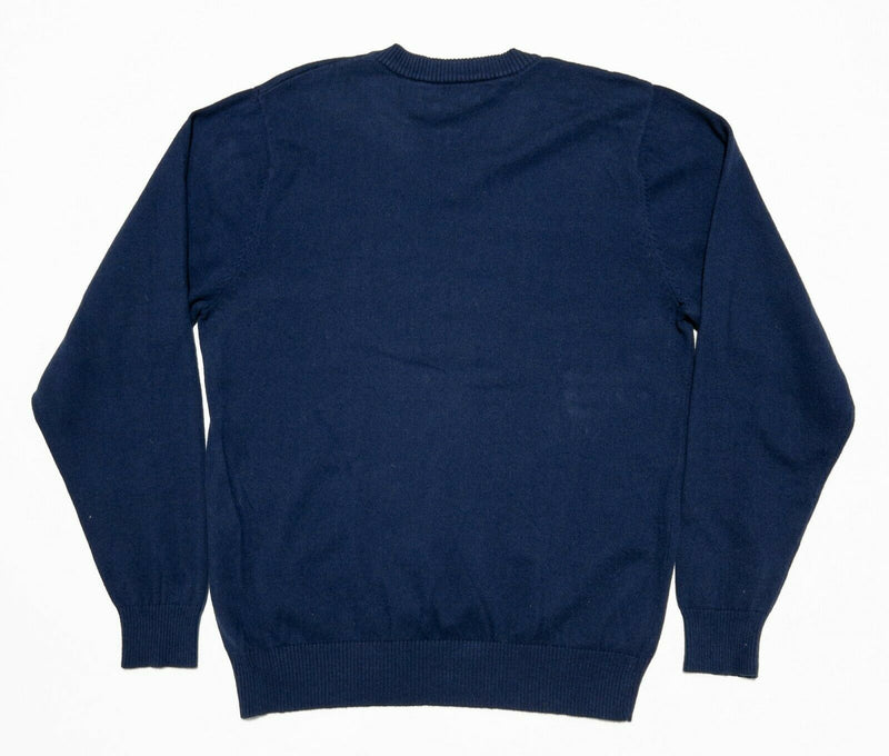 Criquet Men's Large Navy Blue Cotton Cashmere Blend V-Neck Pullover Sweater