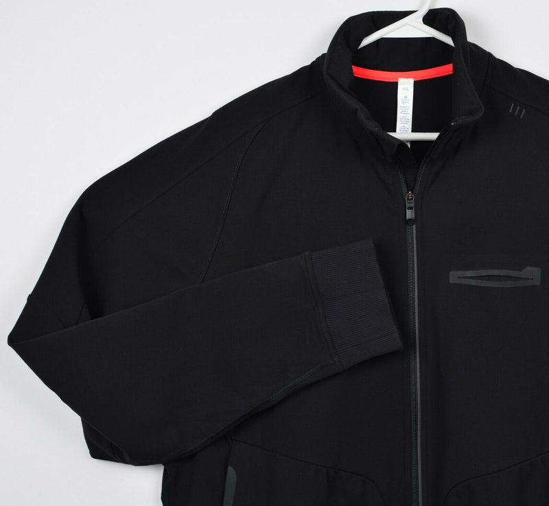 Lululemon Men's 2XL Full Zip Solid Black Nylon Wicking Stretch Athleisure Jacket