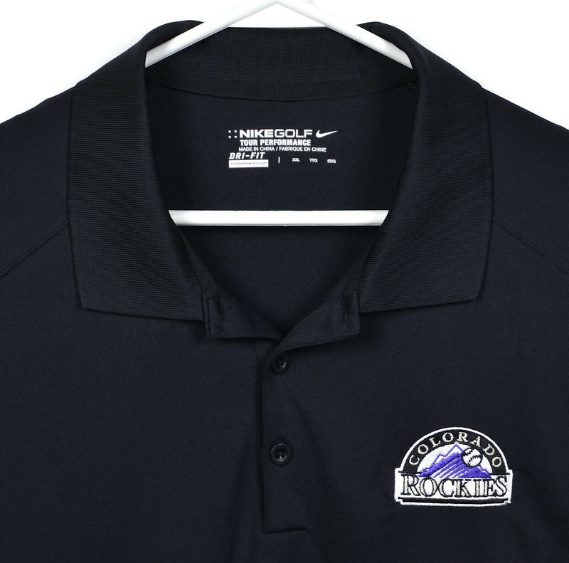 Colorado Rockies Men's 2XL Nike Golf Tour Performance Wicking Black Polo Shirt