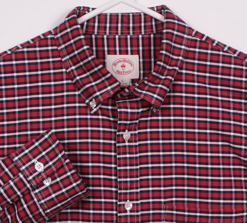 Brooks Brothers Red Fleece Men's Large Red Black Plaid Button-Down Shirt