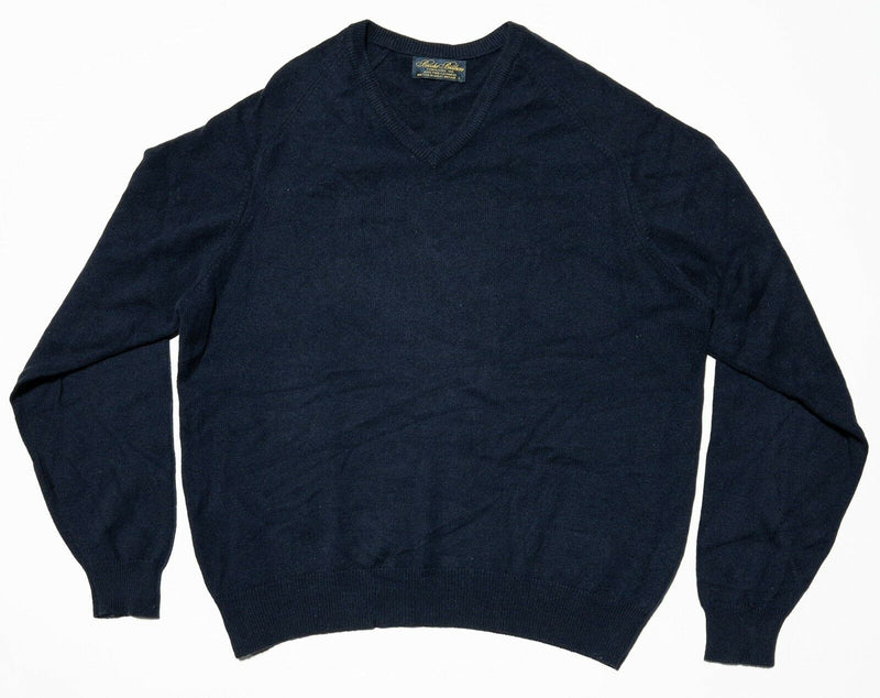 Brooks Brothers 100% Cashmere Vintage 80s V-Neck Sweater Navy Blue Men's Large