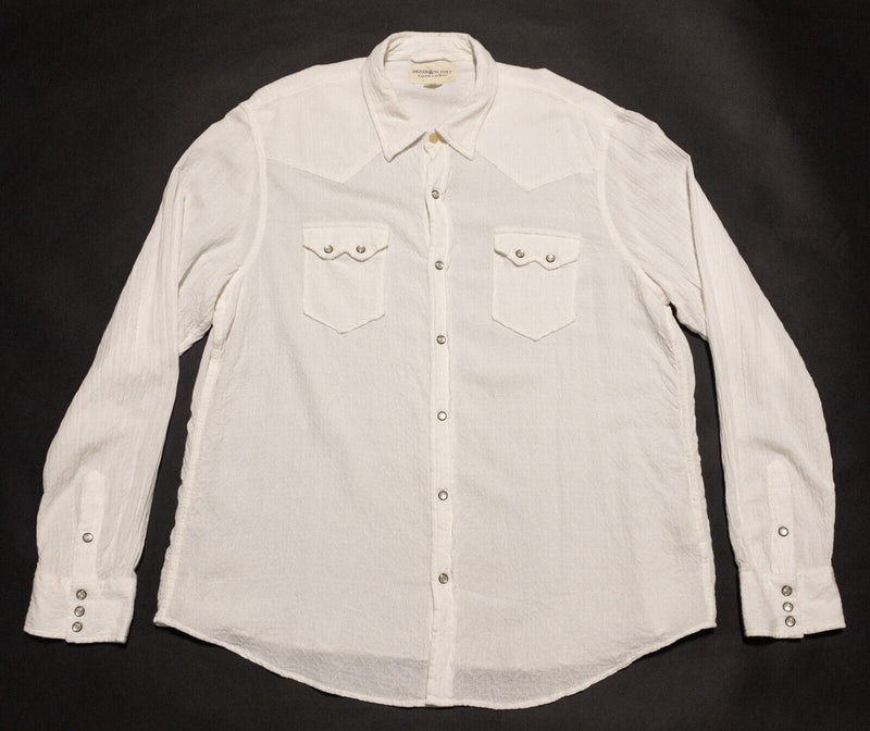 Denim Supply Ralph Lauren Pearl Snap Men's 2XL Shirt Western Rockabilly White