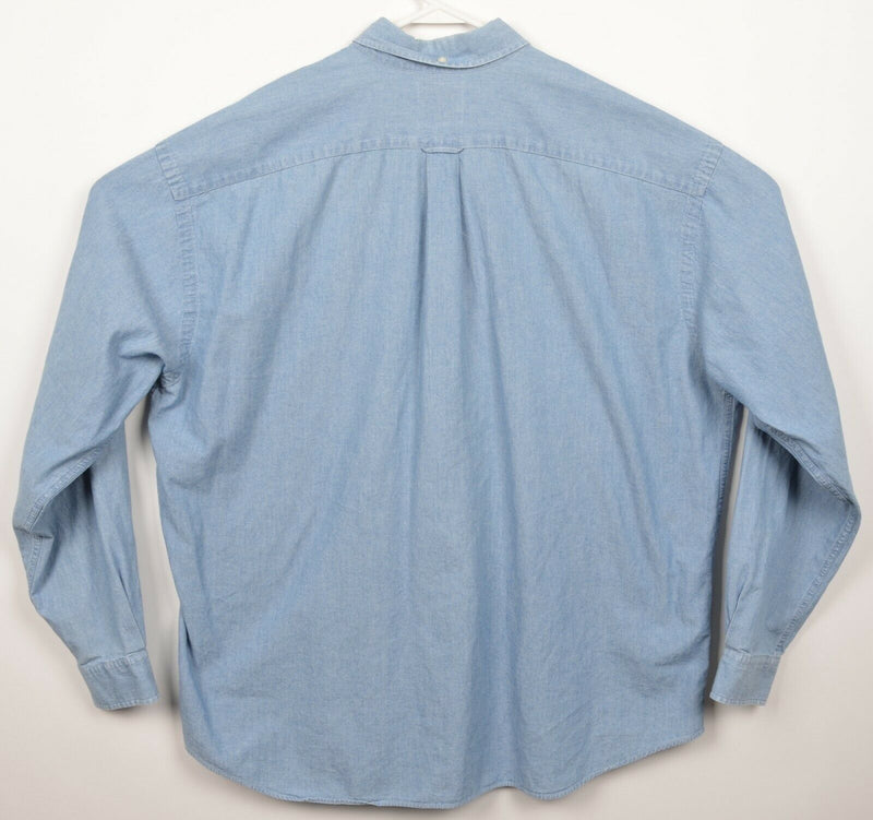Vintage Faconnable Men's 2XL Denim Blue Jean Chambray Button-Down Shirt