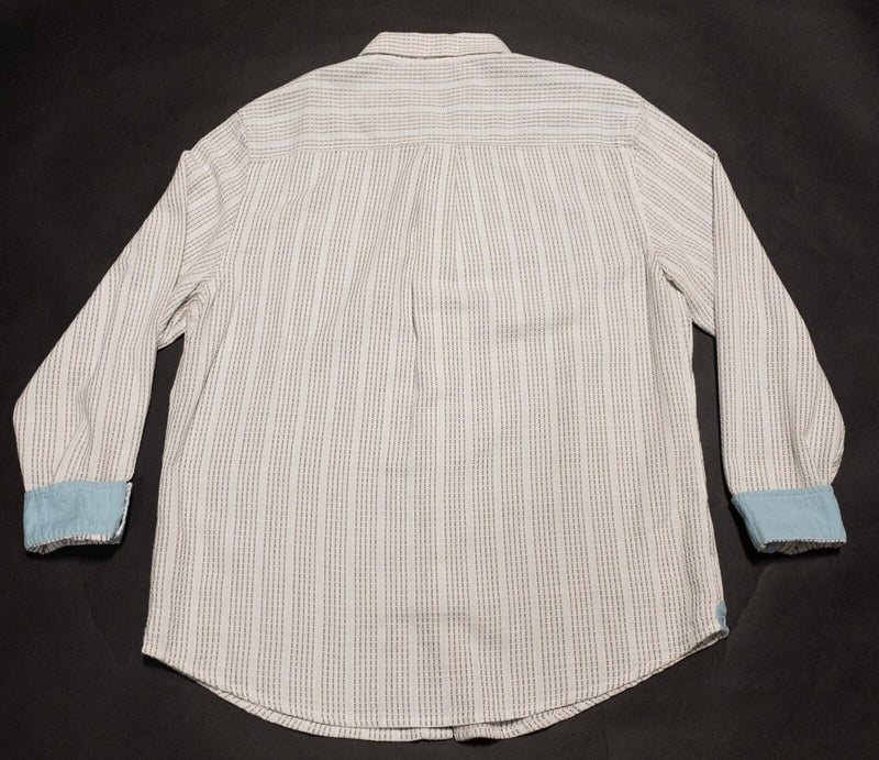 Carbon 2 Cobalt Shirt Men's Large Flip Cuff Long Sleeve White Woven Textured