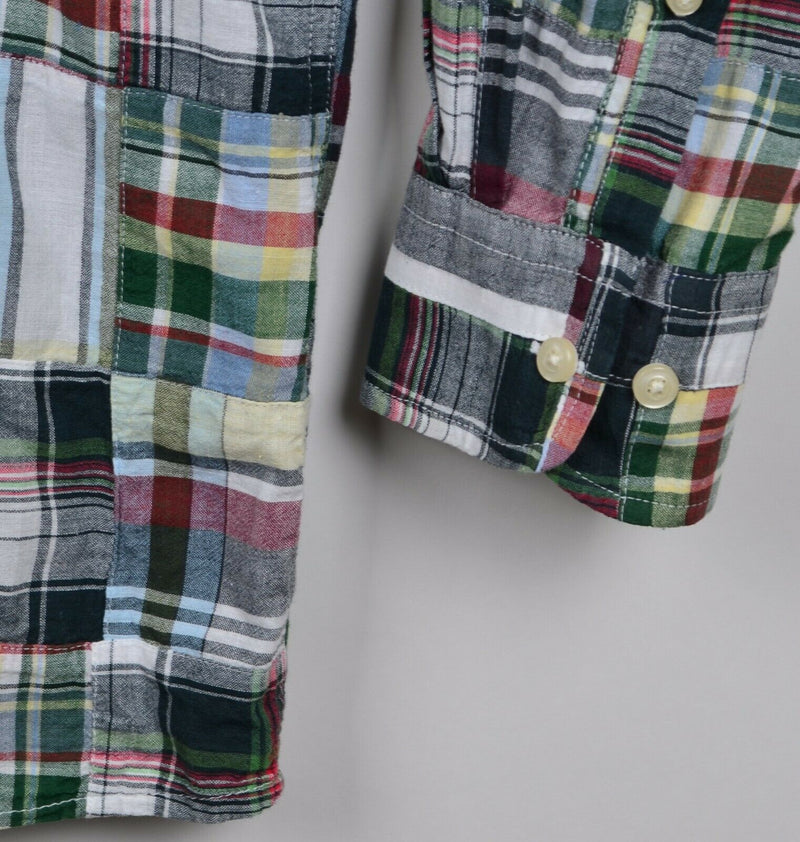 Siegfried Vintage Men's 2XL Patchwork Multi-Color Plaid Navy Button-Front Shirt