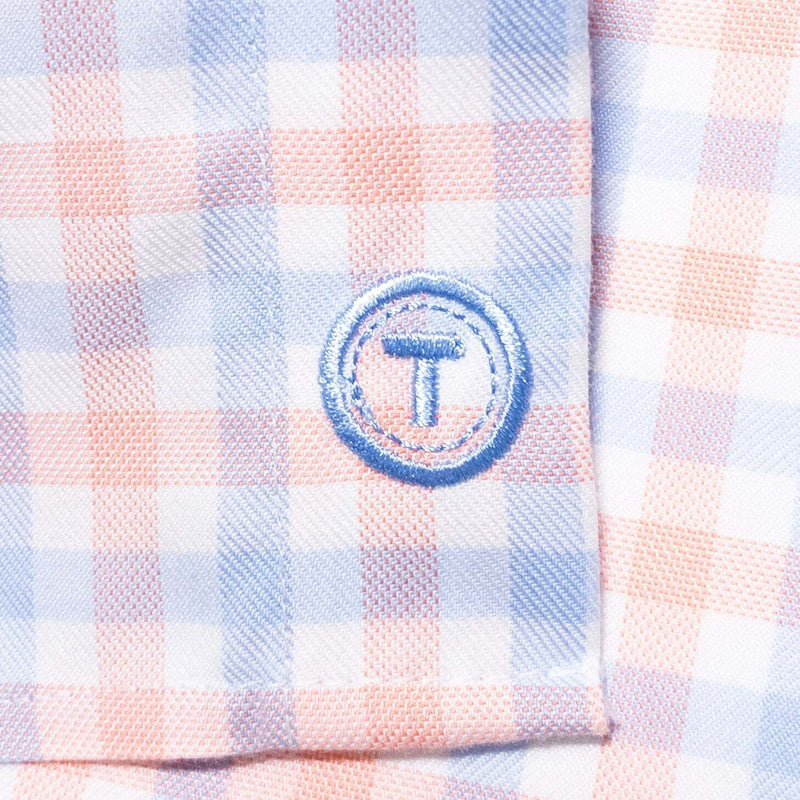 Twillory Dress Shirt Men's 16-32/33 Pink Blue Check Non-Iron Safe Cotton